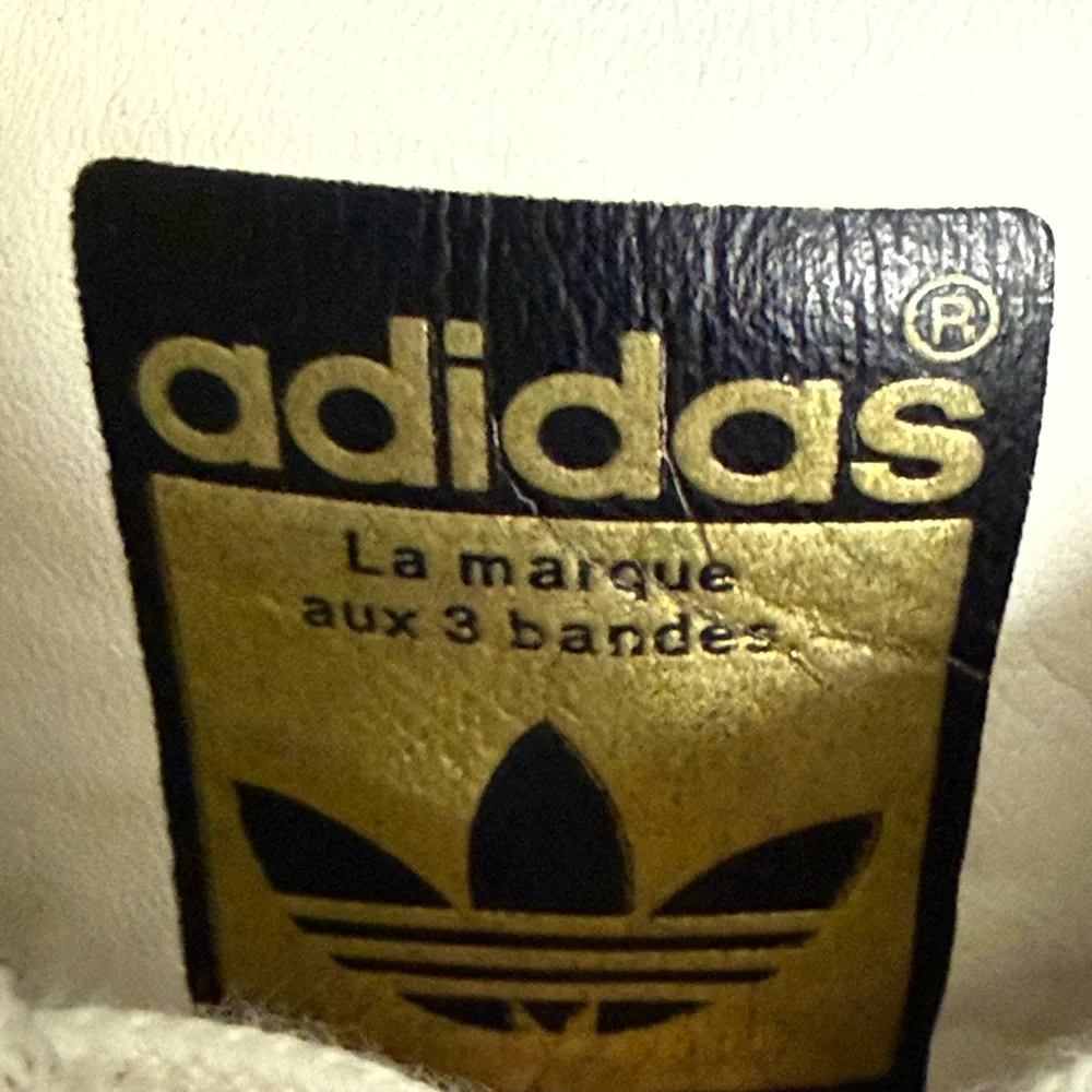 Adidas Superstar White and Black Sneakers with Cream Accents Size 5